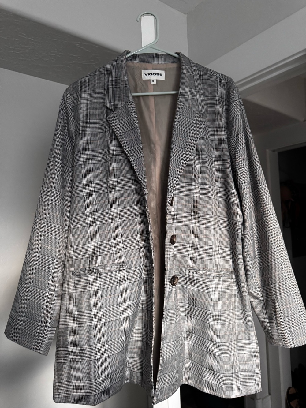 Vigoss Gray Plaid Blazer Jacket